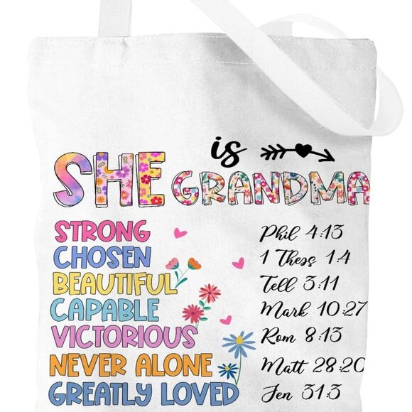 Brand New Canvas Tote Bag 13x16 Grandma Cotton Reusable Gift - Picture 1 of 6